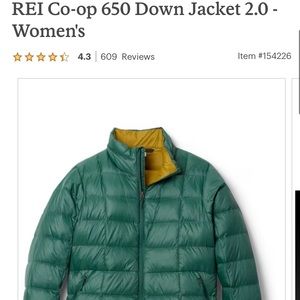 **ISO: REI 650 down jacket in Jasper Green, women’s S or M**